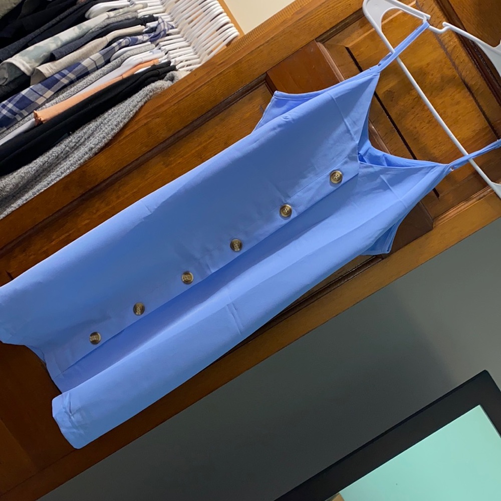ChaseSecret dress. Above the knee; sky blue color.